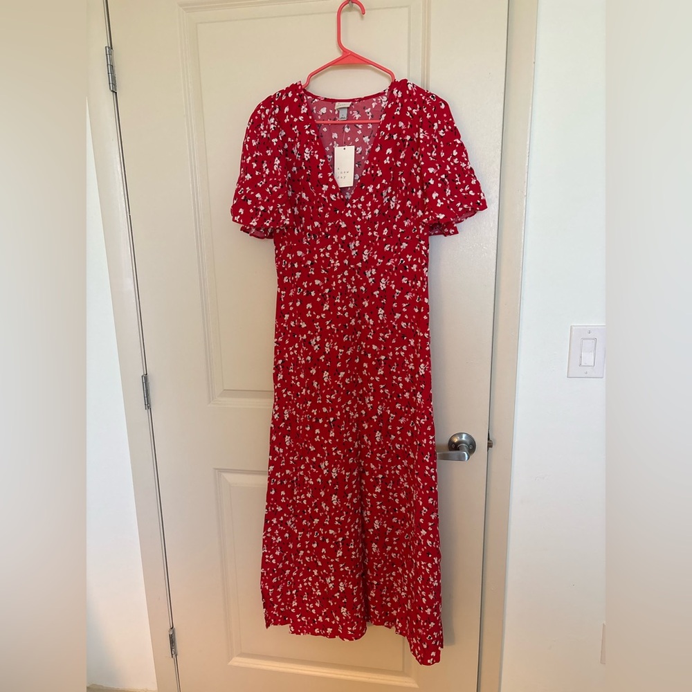 a new day Red Floral Midi Dress